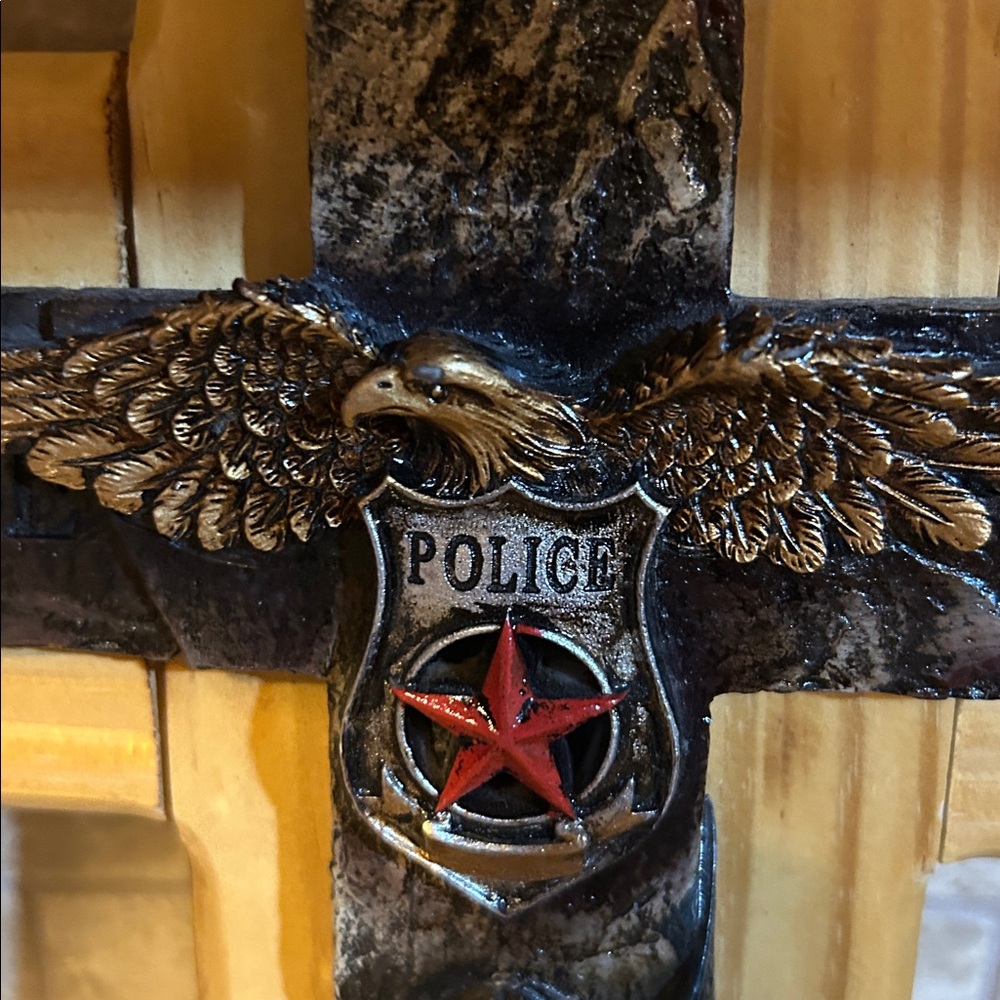 Cross, Handmade Wooden cross Peace, Grace, Police Design, 14 1/2” x 9 1/2” - Picture 5 of 8